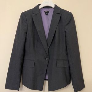 Ann Taylor Grey Suit Blazer Size 10 With Faux Pockets